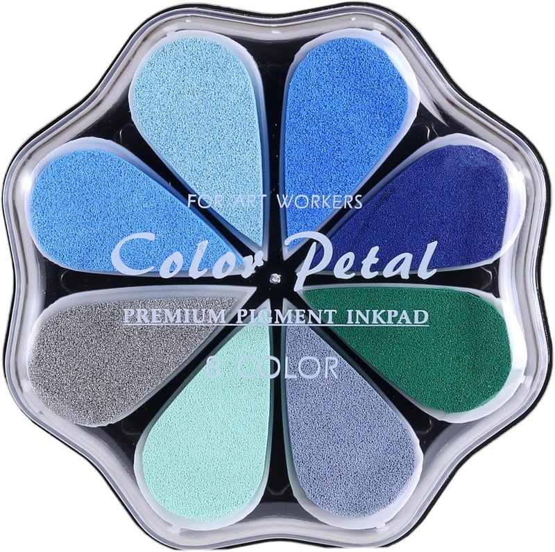 YPSelected 8 Assorted Multi Colours Waterdrop Shaped Craft Rubber Stamps Petal Ink Pads for Paper Wood Fabric (Set 1021) - Image 1