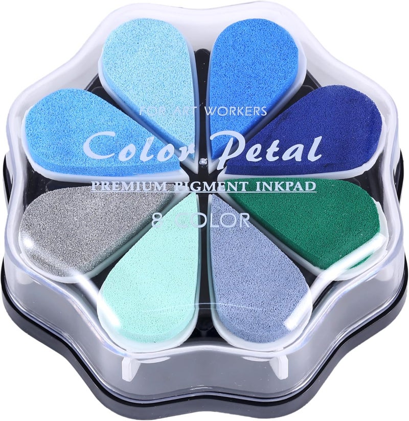 YPSelected 8 Assorted Multi Colours Waterdrop Shaped Craft Rubber Stamps Petal Ink Pads for Paper Wood Fabric (Set 1021) - Image 2