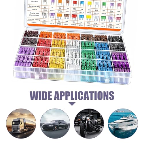 Ferianl 300PCS Car Fuses Assortment Kit, Micro & Mini & Standard Blade Fuse Kit, Universal Replacement Blade Fuses for Auto, Sedan, Boat, RV (2A/3A/5A/7.5A/10A/15A/20A/25A/30A/35A/40A) - Image 5