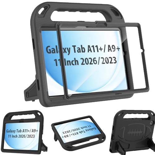 BMOUO Kids Case for Samsung Galaxy Tab A11+ Plus 11” 2026/A9+ Plus 2023 11 inch Tablet, with Screen Protector, Shockproof Lightweight Stand Handle Galaxy Tab A11 Plus/A9 Plus Case for Kids, Black - Image 1