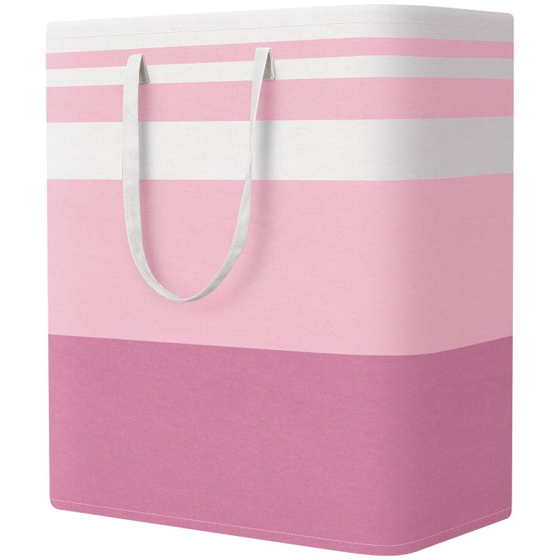StorageRight Large Collapsible Laundry Basket Hamper with Easy Carry HandlesFreestanding Clothes Hampers for Laundry Bedroom Dorm Towels Toys 100L Pink - Image 2