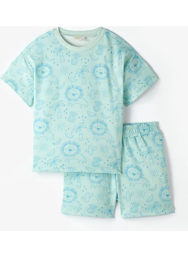 جون June Girl Printed Short-Tshirt Set Mint