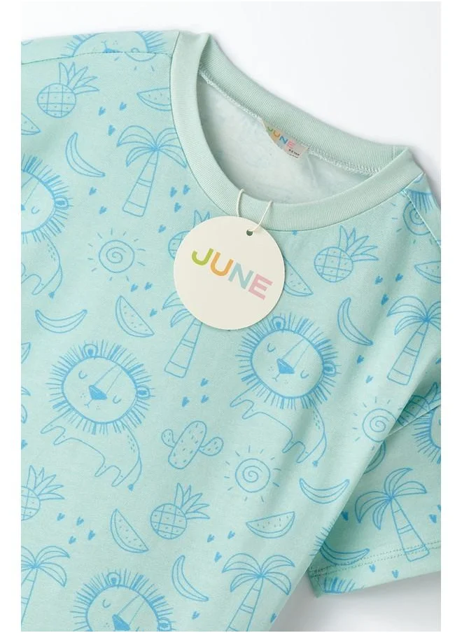 جون June Girl Printed Short-Tshirt Set Mint
