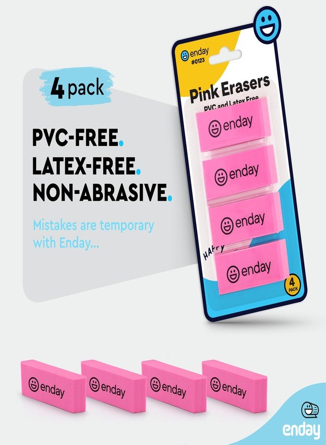 Enday Erasers Pencil Block, Hi Polymer Large Pink Soft Eraser, Rubber and Non - Abrasive Eraser, Erasers School Supplies for Kids and Artists, Best Eraser for Drawing (4 PC) - by Enday - Image 5