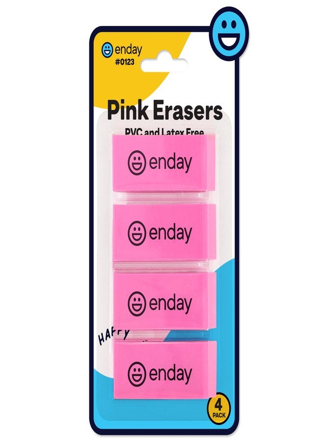 Enday Erasers Pencil Block, Hi Polymer Large Pink Soft Eraser, Rubber and Non - Abrasive Eraser, Erasers School Supplies for Kids and Artists, Best Eraser for Drawing (4 PC) - by Enday - Image 1