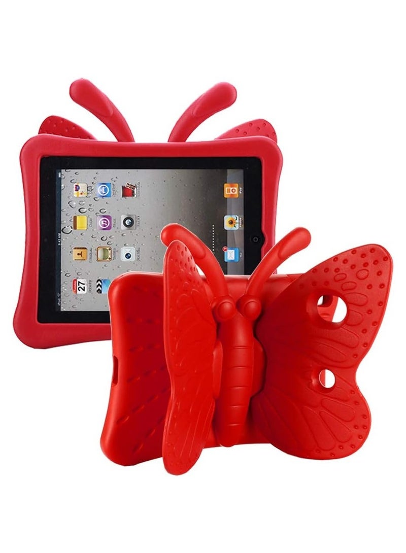 ELTRAZONE غطاء iPad 10.2 لعام 2020، غطاء iPad للجيل السابع للأطفال، غطاء لطيف على شكل فراشة مقاوم للصدمات من EVA Foam مع حماية فائقة ومثبت واقٍ للأطفال لجهاز iPad 10.2 بوصة 2019 7th 2020 8th Gen - أحمر - Image 1