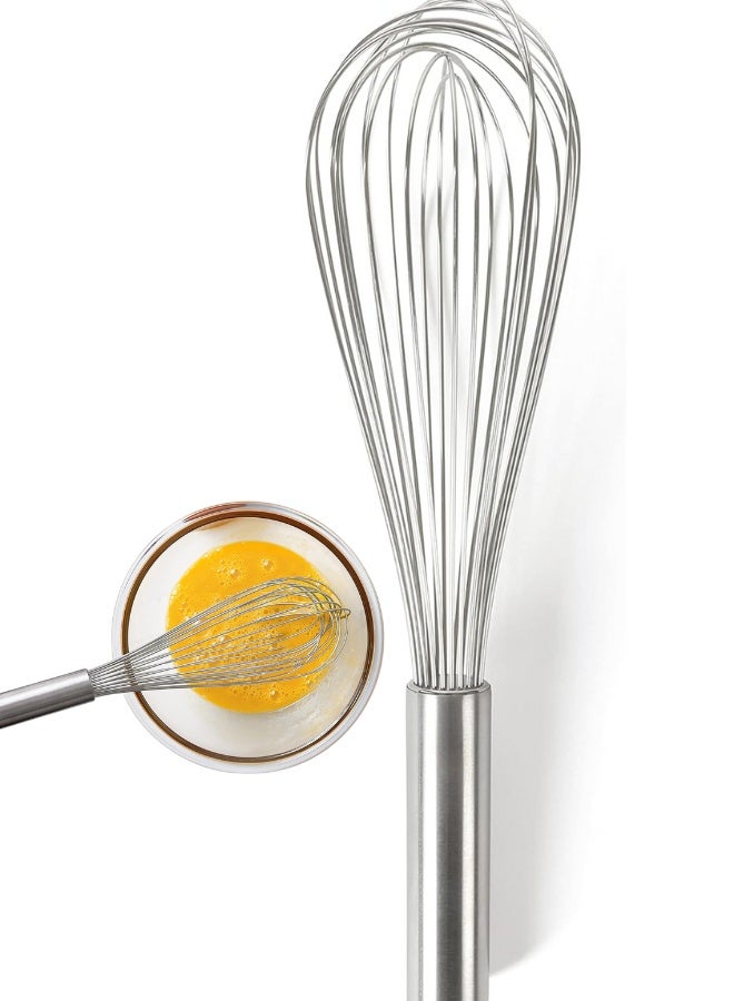 12-Inch Stainless Steel Balloon Whisk – Satin Finish Wire Whisk for Mixing, Beating & Whipping – Lightweight Handle, Durable, Dishwasher Safe - Image 1