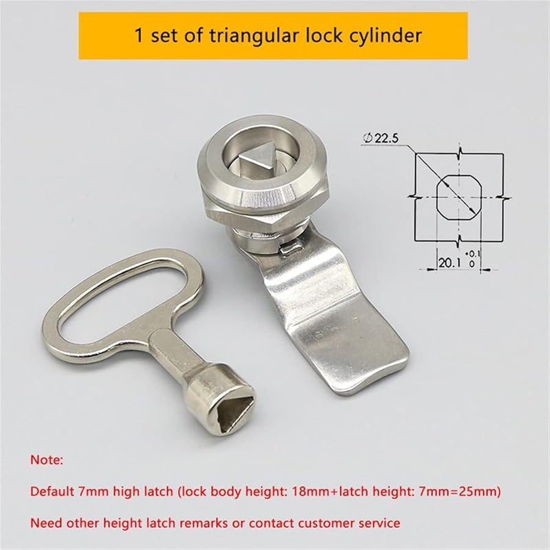 304 Stainless Steel Triangle Tongue Lock MS705 22mm Opening Cam Lock For Cabinet Door Distribution Box Elevator 3 Angle Lock Core Pt - Image 3