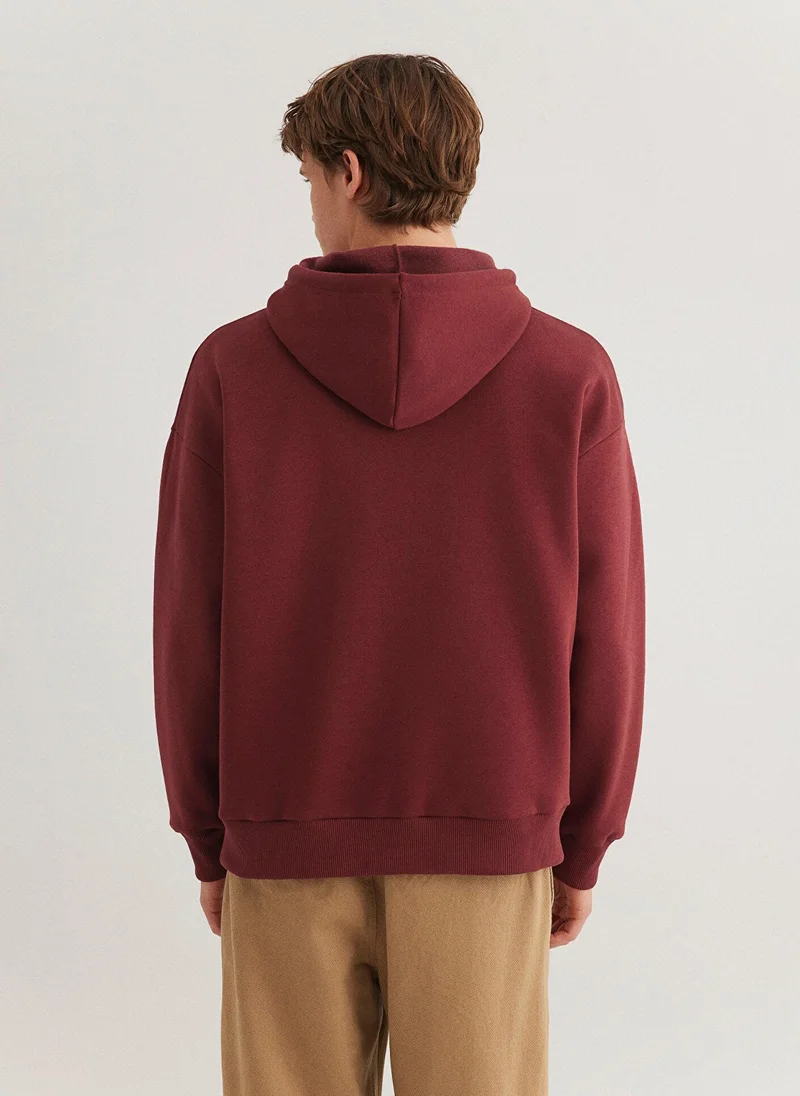 MAVI Mavi Logo Printed Hooded Red Sweatshirt