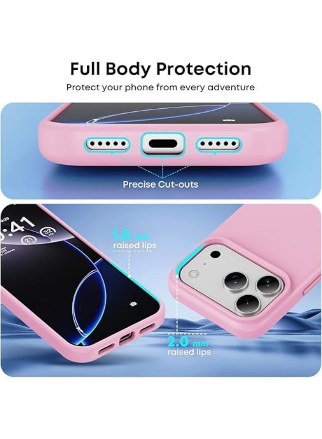 جراب متوافق مع iPhone 17 Pro Max مقاس 6.9 بوصة، غطاء واقٍ رفيع من السيليكون السائل الناعم والمطاط المقاوم للصدمات مع بطانة من الألياف الدقيقة المضادة للخدش (وردي) - Image 4