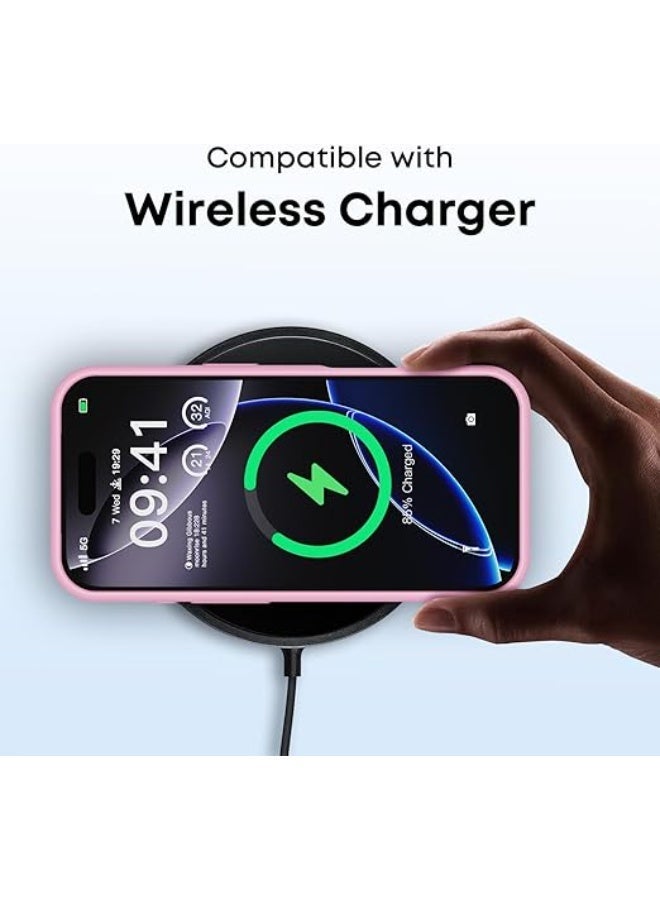 جراب متوافق مع iPhone 17 Pro Max مقاس 6.9 بوصة، غطاء واقٍ رفيع من السيليكون السائل الناعم والمطاط المقاوم للصدمات مع بطانة من الألياف الدقيقة المضادة للخدش (وردي) - Image 3