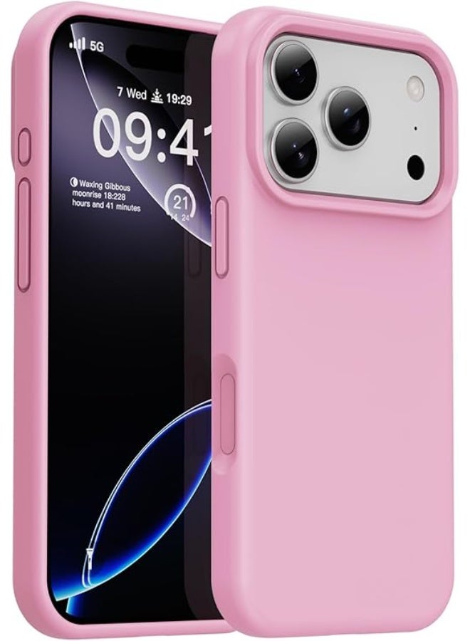 جراب متوافق مع iPhone 17 Pro Max مقاس 6.9 بوصة، غطاء واقٍ رفيع من السيليكون السائل الناعم والمطاط المقاوم للصدمات مع بطانة من الألياف الدقيقة المضادة للخدش (وردي) - Image 1