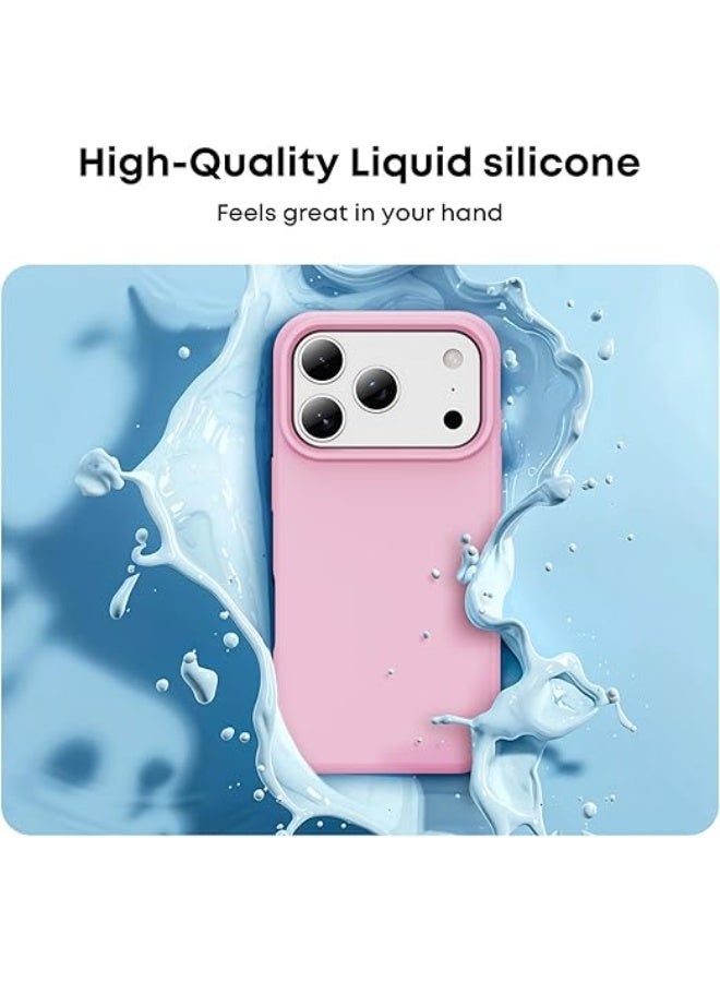 جراب متوافق مع iPhone 17 Pro Max مقاس 6.9 بوصة، غطاء واقٍ رفيع من السيليكون السائل الناعم والمطاط المقاوم للصدمات مع بطانة من الألياف الدقيقة المضادة للخدش (وردي) - Image 5