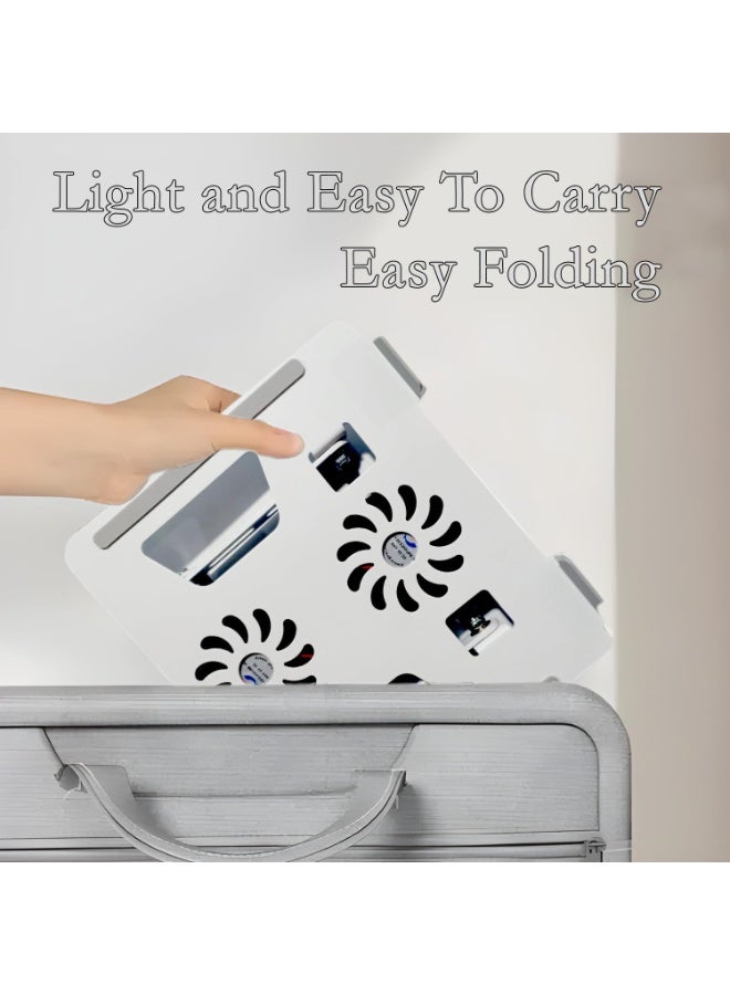 YL-906 Aluminium Tabletop Laptop Stand with Double Fan 360 Degree Rotating Adjustable Ergonomic Foldable Portable Laptop Universal Holder for Notebook, Mac Book, Laptops (25-cm,Silver) - Image 3