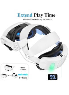 KASTWAVE Head Strap with Battery for Oculus Quest 3, 6000mAh Battery Pack for Extended 8 Hrs of Playtime, Fast Charging VR Power, Adjustable Elite Strap Enhanced Support and Balance in VR  - Image 2
