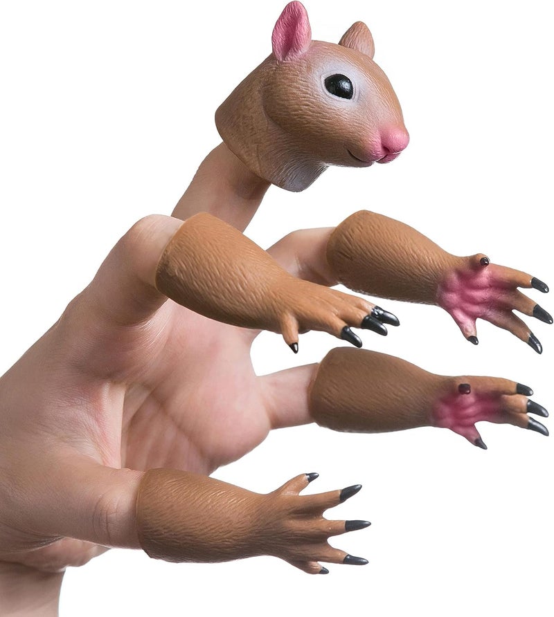 AQKILO Squirrel Finger Puppet, Tiny Hands Theater Prop, Funny Gag Gift for White Elephant, Easter Basket Swap, Adults and Kids - Image 1