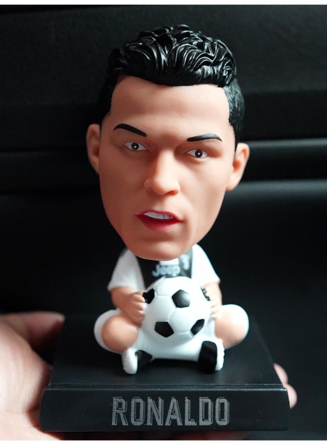 Football Star Bobblehead with Base for Car Dashboard Decoration, Premium Polyresin Statues, Bobble Head Phone Bracket for Desktop Decorations/Collectibles, Gifts for Fans, Friends  - Image 3