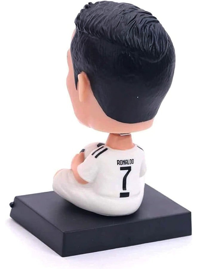 Football Star Bobblehead with Base for Car Dashboard Decoration, Premium Polyresin Statues, Bobble Head Phone Bracket for Desktop Decorations/Collectibles, Gifts for Fans, Friends  - Image 2