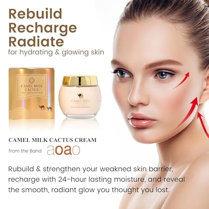 AOAO Camel Milk Cactus Moisturizing Repair Cream, Anti Wrinkle Moisturizer Face Cream for Dry & Combination Skin, Anti Aging, Dark Spot Remover for Face, Firms & Nourishes, Fast-absorbing | 130g/4.586oz - Image 5
