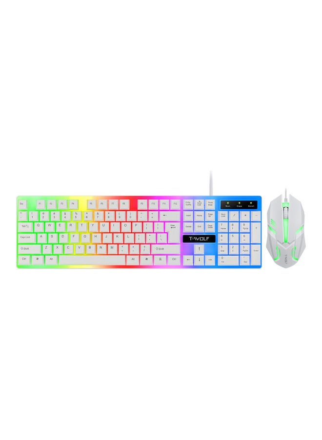 NIBEMINENT 2-Piece Wired Gaming Keyboard and Mouse with Backlight White  - Image 1