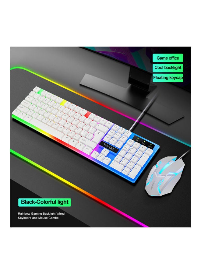 NIBEMINENT 2-Piece Wired Gaming Keyboard and Mouse with Backlight White  - Image 3