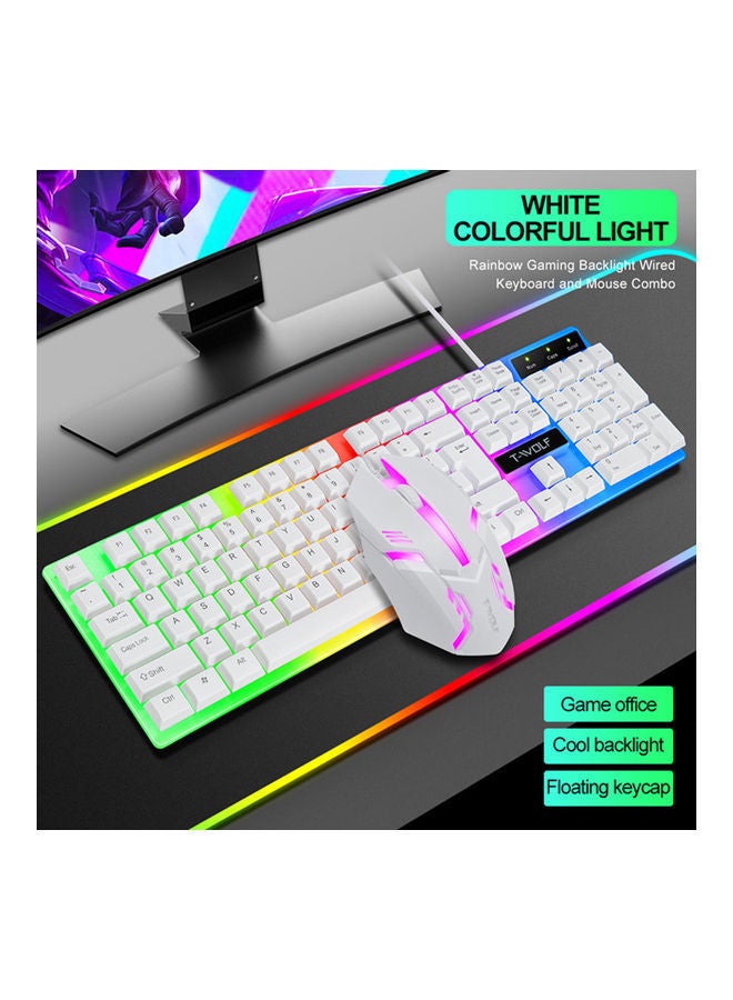 NIBEMINENT 2-Piece Wired Gaming Keyboard and Mouse with Backlight White  - Image 4
