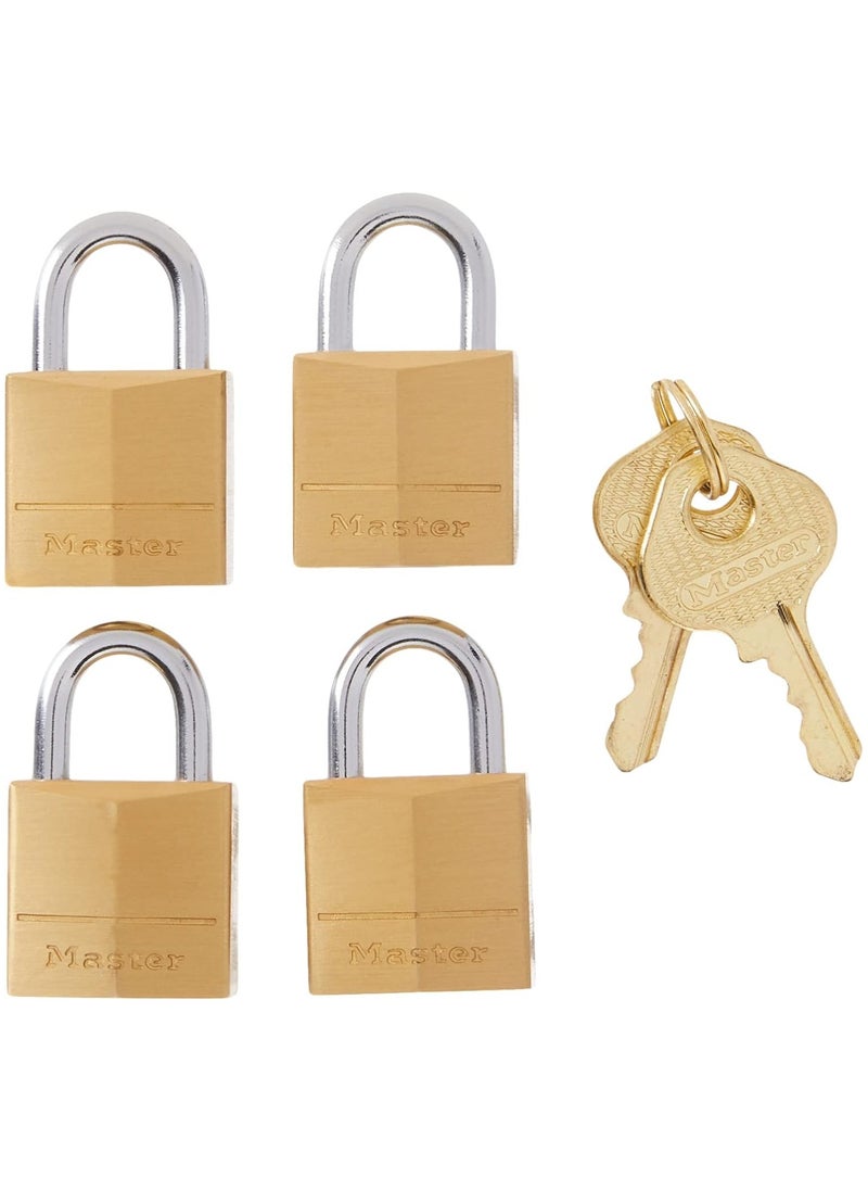 Generic Master Lock Padlock, Solid Brass Lock, 3/4 in. Wide, 120Q (Pack of 4-Keyed Alike)  - Image 1