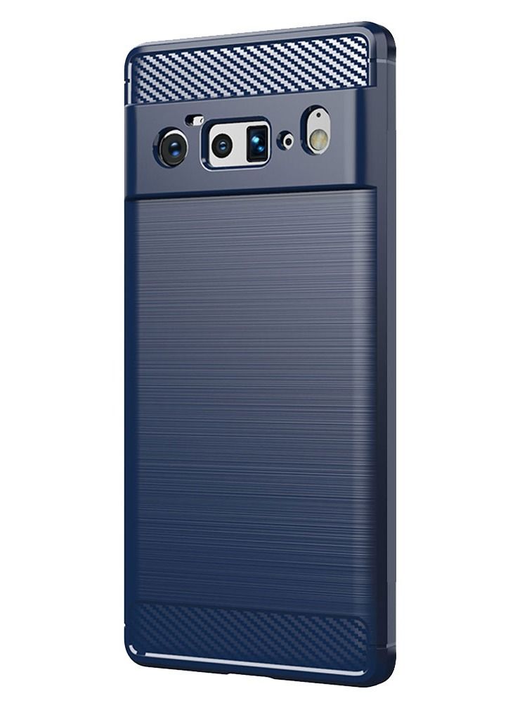 CATANES Google Pixel 6 Pro Case Slim Soft TPU Brushed Carbon Fiber Anti-Fingerprint Shockproof Cover Dark Blue  - Image 5