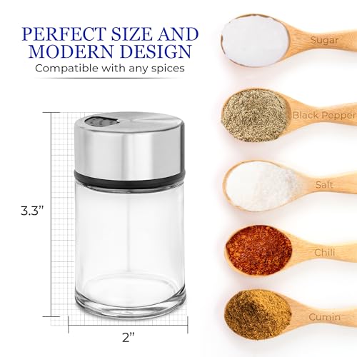 Kitchen & Go Salt and Pepper Shakers Set with Adjustable Pour Holes - Stainless Steel Spice Dispenser - Perfect for Pink Himalayan, Table Salt, Black and White Pepper (2.4 oz) - set of 2 - Image 5