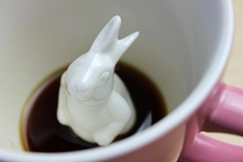 Creature Cups RABBIT Ceramic Cup (11 Ounce, Blush Pink) - Hidden 3D Animal Inside Mug Emerges As You Drink - Woodland Critter - Holiday and Birthday Drinkware Gift for Coffee & Tea Lovers - Image 3