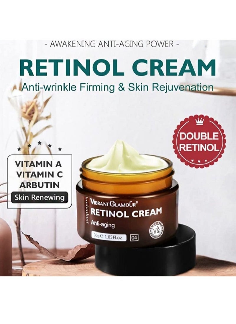 Vibrant Glamour - VIBRANT GLAMOUR( Pack of 4) 30g Retinol Face Cream+Retinol Eye Serum +Retinol Serum+ Retinol  Eye Cream  Anti-aging Anti-oxidant Reduce Fine Lines Firming Whitening - Image 1