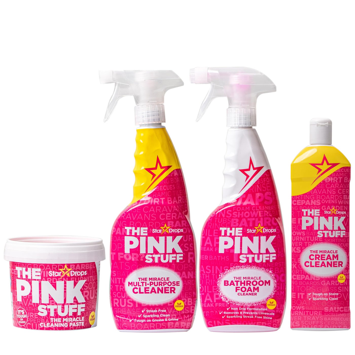 Stardrops - The Pink Stuff Ultimate Bundle - Miracle Cleaning Paste, Multi-Purpose Bathroom Spray and Foam Cleaner