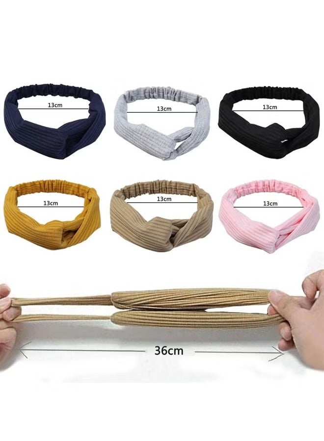 6 Pack Boho Headbands for Women Non Slip Twist Knot Head Bands Headwraps for Wigs Cute Hair Bands Stretchy Fashion Summer Hair Accessories - Image 2