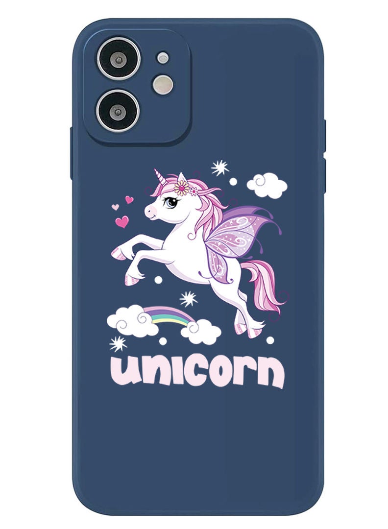 Theodor Protective Slim Fit Case Liquid Silicone Cover with Full Body Protection Anti-Scratch Shockproof Case For iPhone 12 Blue  - Unicorn copy - Image 1