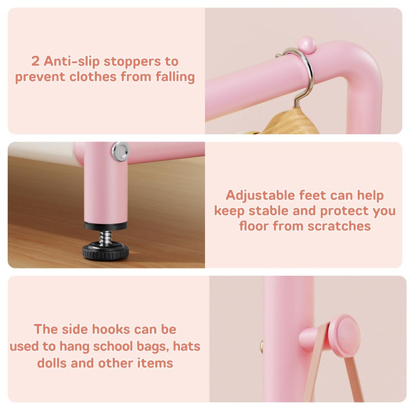 ZHKINGGS Kids Clothing Rack with Storage Shelf, Kids Dress Up Storage for Coats, Small Baby Garment Rack for Hanging Clothes, Toddler Wardrobe Closet Organizer (Classic, Pink) - Image 5