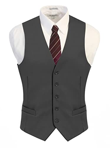 Gioberti Men's Formal Suit Vest Fit for Business or Casual Dress, Charcoal, 6X-Large - Image 2