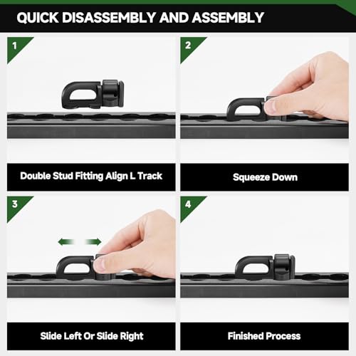 Onesnt L-Track Double Stud Tie Down Fitting | Used with L Track Rail for Truck Bed,Trailer Cargo Control,Pickup,RV,ATV,Bearing 5000LBS Heavy Duty Steel (Pack of 6 Black) - Image 5