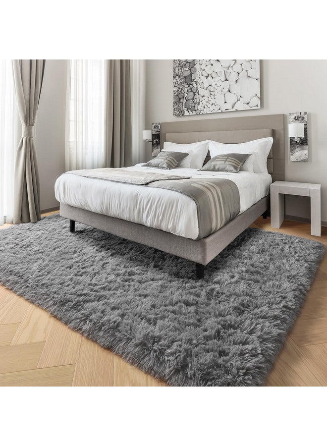 PAGISOFE Grey Fluffy Rugs for Bedroom 4x6 Area Rug Shag Rug for Kids Room Furry Carpet Modern Living Room Rug Soft Shaggy Boys Rug Fuzzy Throw Rugs for Home Decor Aesthetic, Dorm Nursery Gray - Image 4