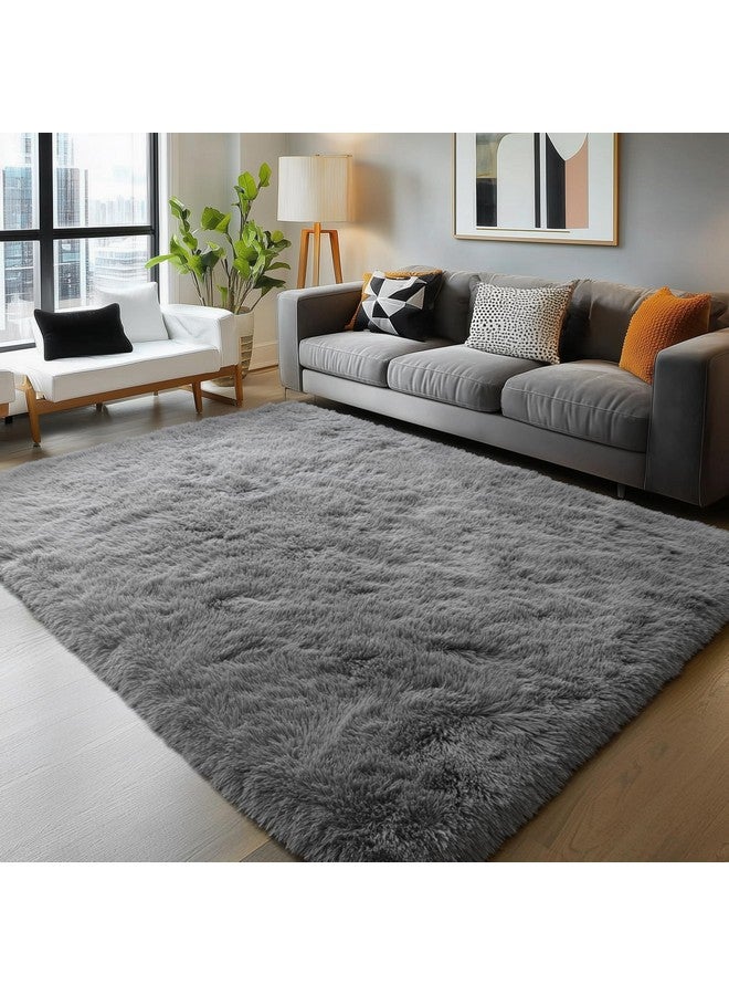 PAGISOFE Grey Fluffy Rugs for Bedroom 4x6 Area Rug Shag Rug for Kids Room Furry Carpet Modern Living Room Rug Soft Shaggy Boys Rug Fuzzy Throw Rugs for Home Decor Aesthetic, Dorm Nursery Gray - Image 3