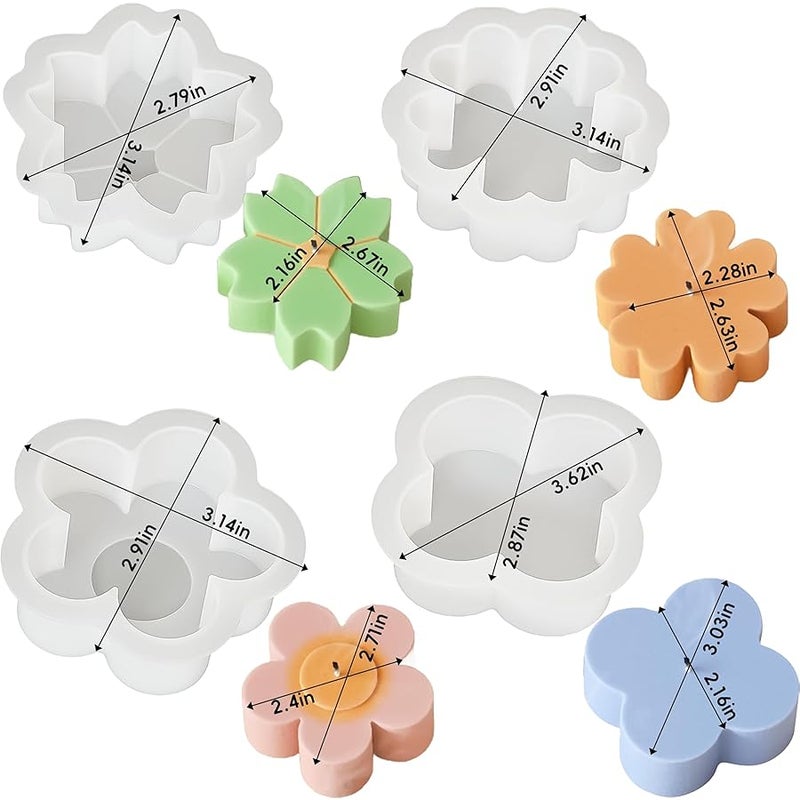 ZPARNO 4 Pack Silicone Candle Molds for Candle Making,Moldes para Velas, Flower Molds Silicone Candle Mold for DIY Scented Candle, Soy Wax, Cake, Soap, Resin Casting Craft Making - Image 2
