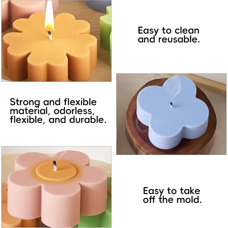 ZPARNO 4 Pack Silicone Candle Molds for Candle Making,Moldes para Velas, Flower Molds Silicone Candle Mold for DIY Scented Candle, Soy Wax, Cake, Soap, Resin Casting Craft Making - Image 3