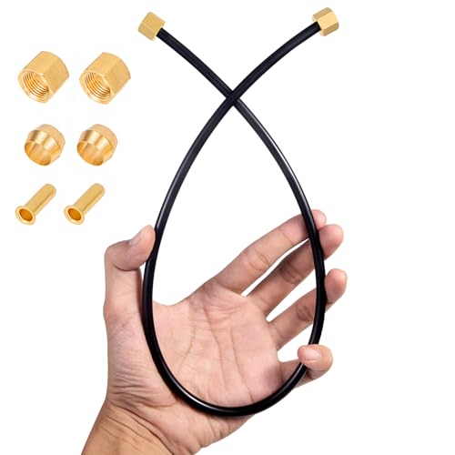 Breezliy 1/4inch Air Compressor Unloader Tube Kit,Compatible Air Compressor Tube Unloader Hose 15",Contains ferrule/inserts/nuts - Image 1