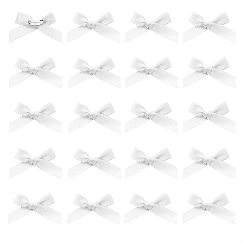 Penta Angel Bow Safety Pins 20Pcs Mini Satin Bowknot Flower Safety Charm Pins for Socks Shirts Hats Gloves Dress Shoes Crafts Decoration White - Image 3
