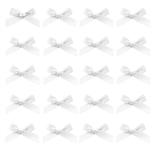 Penta Angel Bow Safety Pins 20Pcs Mini Satin Bowknot Flower Safety Charm Pins for Socks Shirts Hats Gloves Dress Shoes Crafts Decoration White - Image 1