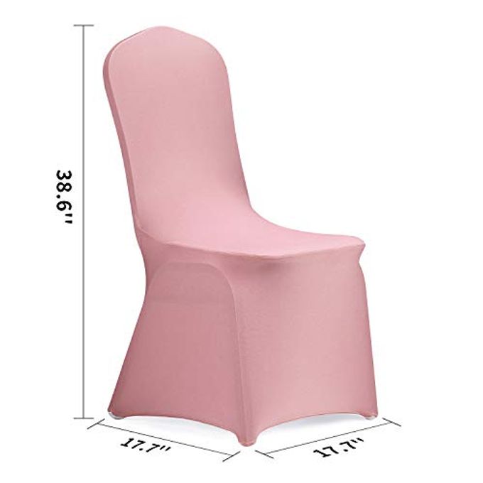 Peomeise Stretch Spandex Chair Cover for Wedding Party Dining Banquet Event (Dusty Rose, 6) - Image 2
