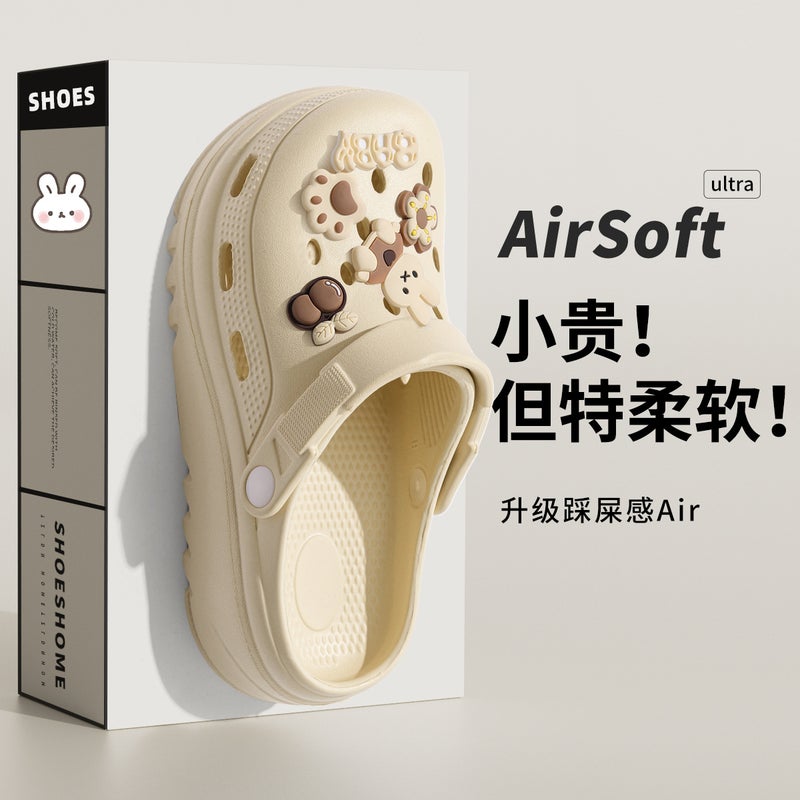 Black Hole Sandals for Women, 2026 New Style, Anti-Slip Beach Thick Sole with Heightening Effect, Eva Material, Summer Outdoor Wear - Image 1