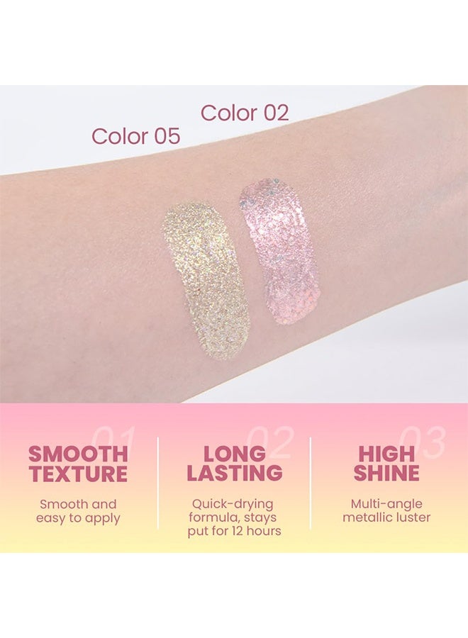 Sweet Mint 2pcs Liquid Sparkling Glitter Eye Shadow Sticks – Crystal Silver Golden Eyeshadow, Eyeliner, Eyelid Shimmer Highlight Makeup, sombra de para ojos,Waterproof Quick-Drying - Image 3