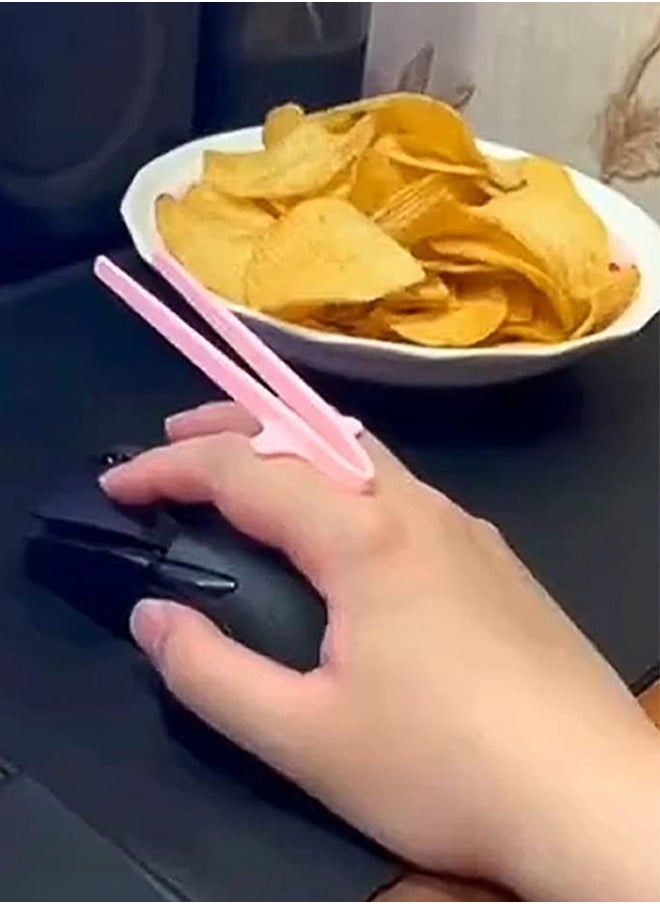 Generic - 4 Pcs Finger Chopsticks for Gamers, Snack Clips, Lazy Artifact Auxiliary Controller Food Tweezer for Gamer Controllers Accessories No Dirty Hands Finger Tongs - Image 1