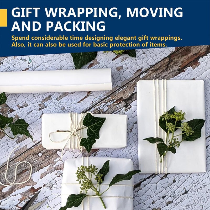 PH PERKHOMY PerkHomy Craft Paper Roll 17.5" x 1,200" (100') White Kraft Easel Paper for Kids Gift Wrapping Bulletin Board Art Bouquet Flower Packing Moving Shipping Floor Covering Table (White, 17.5" x 100') - Image 4