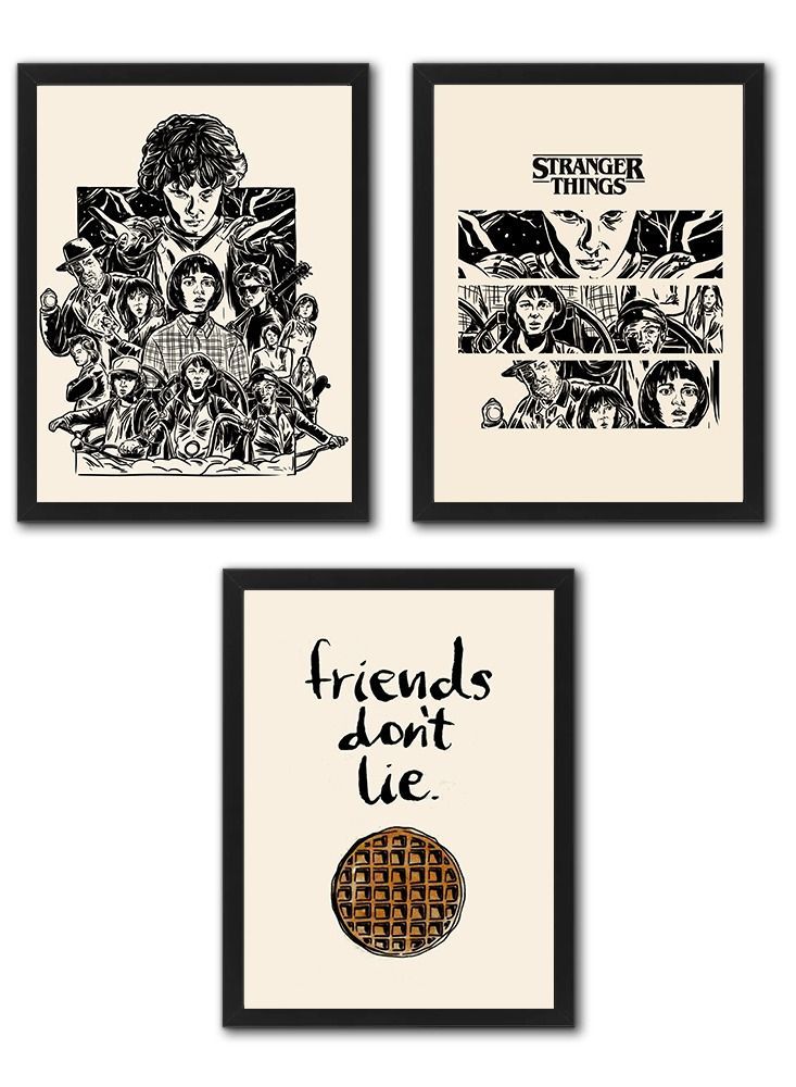 RKN مجموعة فنون الحائط الرقمية من سترينجر ثينغز - 3 إطارات ملصقات 21x30 سم - Image 1